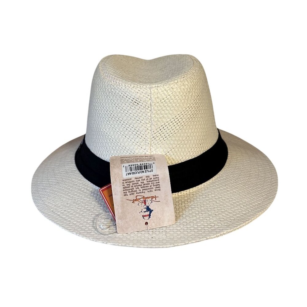 Panama Jack Solid Ribbon Fedora Hat Model PJC83-NAT White Large BLEMISH - Picture 3 of 5